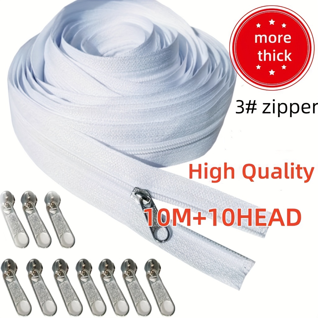 1 Roll 3# Nylon Coil Zipper 5m/10m Inch Long Continuous Nylon Coil With 10 Zipper Sliders