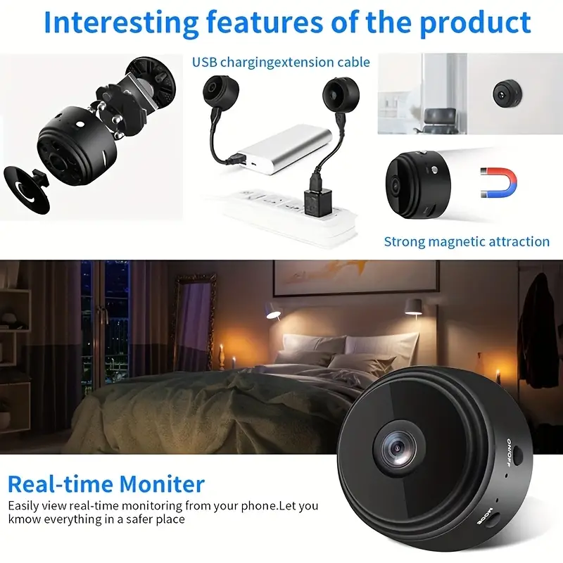 for mini wireless microscope camera with magnetic back cover usb rechargeable built in lithium battery 480p video recording for car security friendly camera compact camera pc material camera mini camera details 3