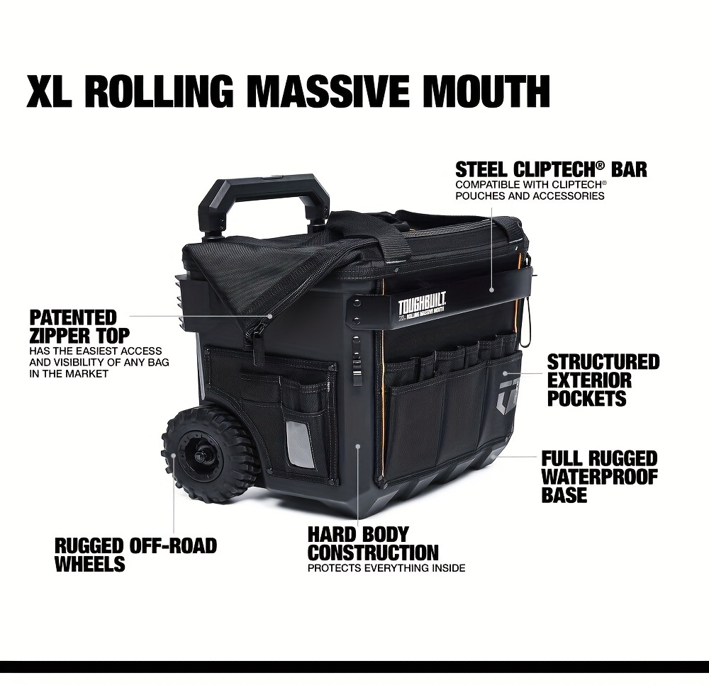 xl rolling tool bag with uncharged polyester tool organizer black tb ct 61 18 without battery details 2