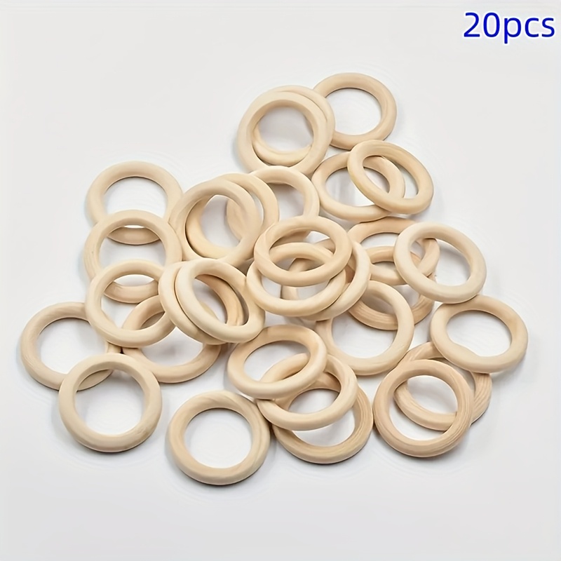 20pcs 50mm Wooden Rings Set, Unfinished Easy Craft Wood Rings, For Jewelry Findings, Color Loop Additions For Hanging Purse Clasps