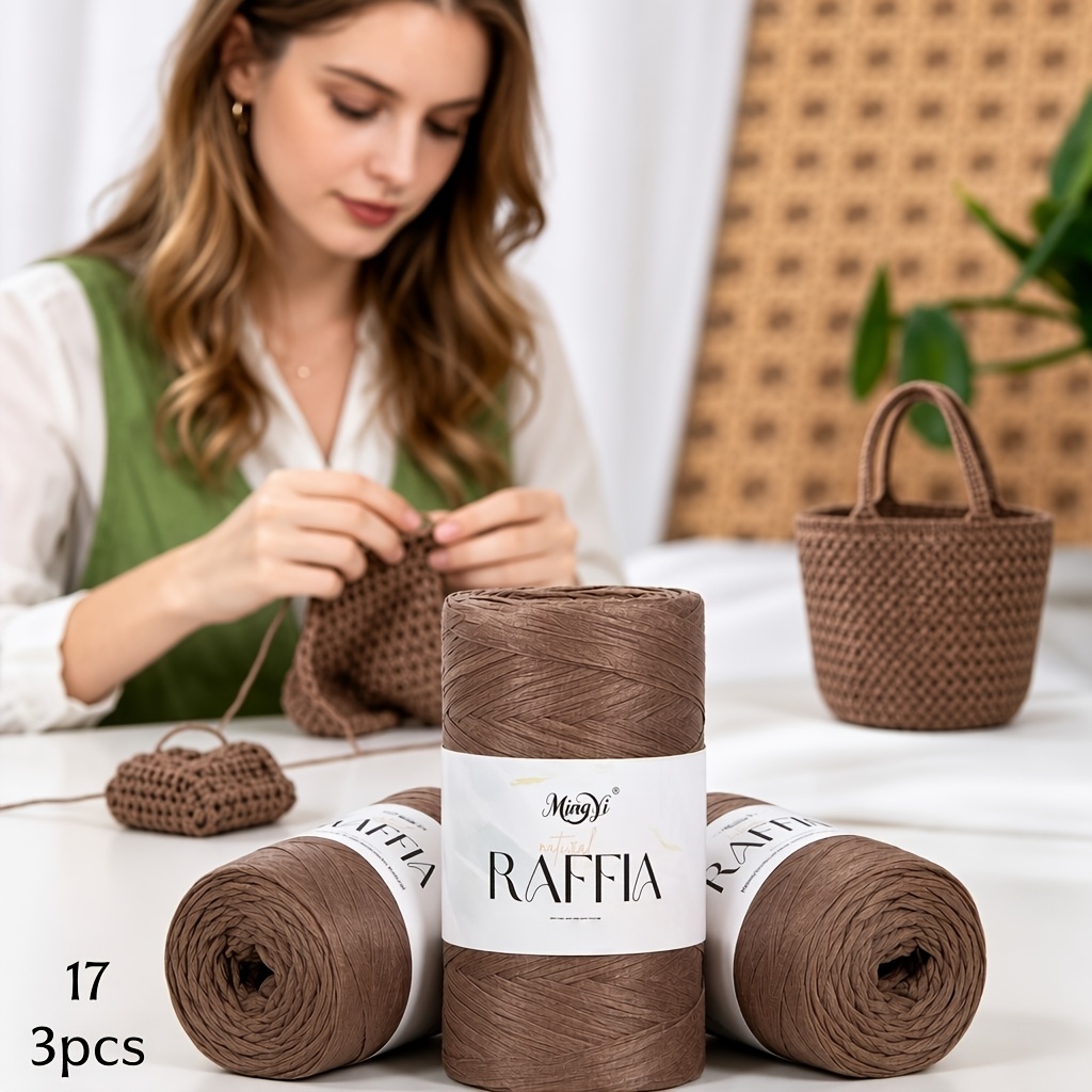 TEMU 3-, Summer And Paper Raffia Yarn, Knitting Straw Hat, Cushion, Crochet Bag Line, Breathable And Lightweight, Options, Light And Fluffy Suitable