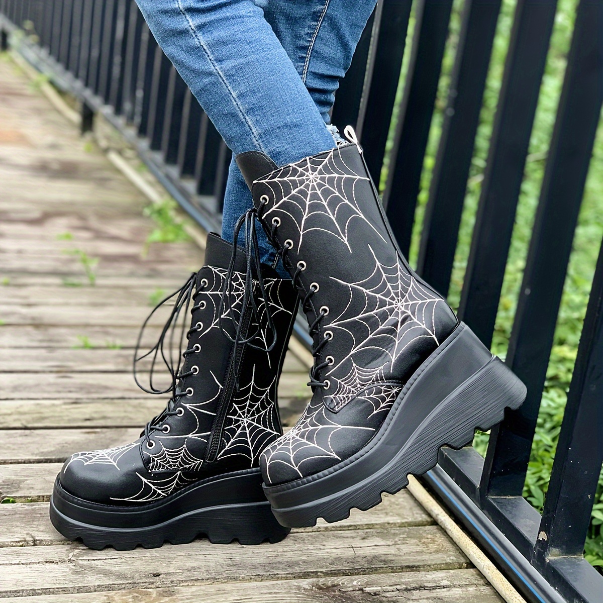women's halloween spider boots side zipper platform soft - Temu