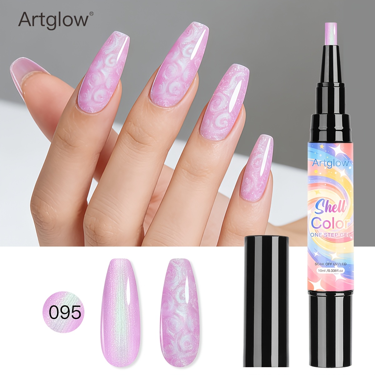 Shell Step Gel Polish, Aurora Mermaid Shimmer Gel, White Pink Purple Swirl Pearl Effect Soak Off Led Gel, Gift Kit For Women