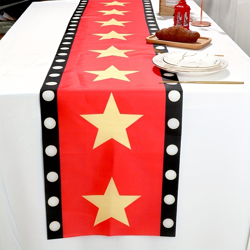 

1pc, Red Night Polyester Table Runner, 180*35cm, Machine-made, Graphic Pattern, Home Kitchen Party Supplies, Dining Table Decoration, Event Favors, Party Gifts