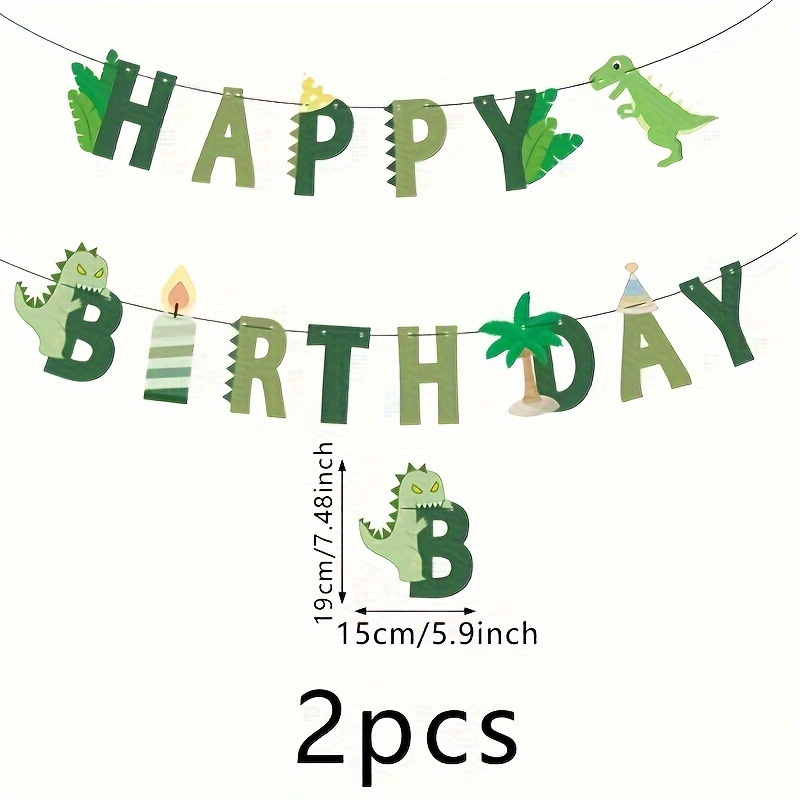 2pcs Dinosaur Banner - ' Party Decorations, Paper Flags For Celebrations, Winter, New Year