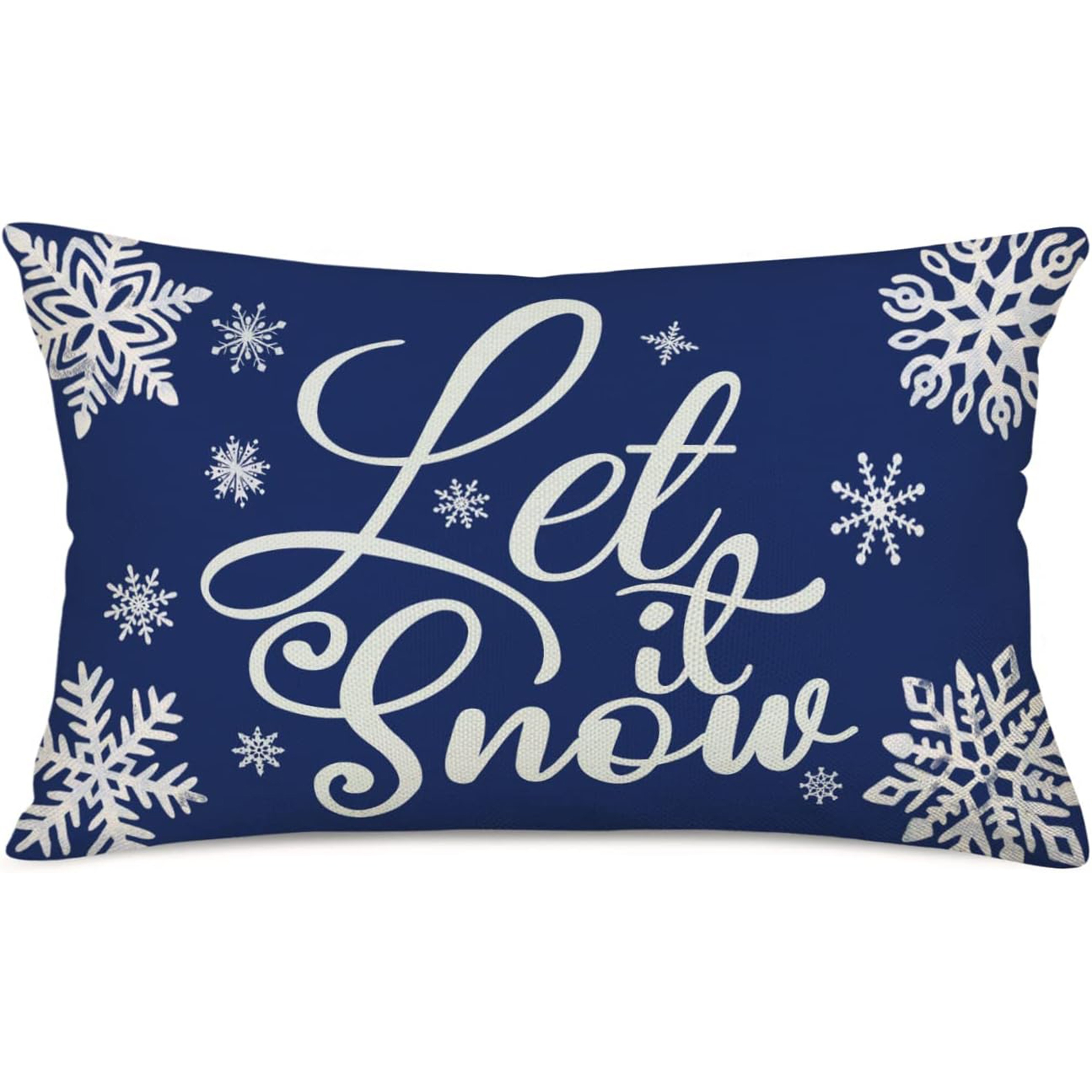 

Winter Throw Pillow Cover - 12x20 Inch, Linen With Snowflakes, Christmas Quotes, Zip Closure - Farmhouse Decor (pillow Not Included)