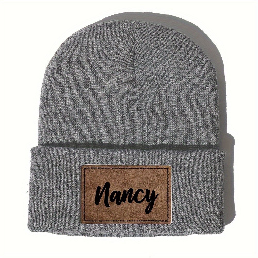 Custom Men's Beanie, Brimless Flat Cap With Personalized Patch Design, Rolled Edge Thick Knit Unisex Winter Hat, Elastic Soft