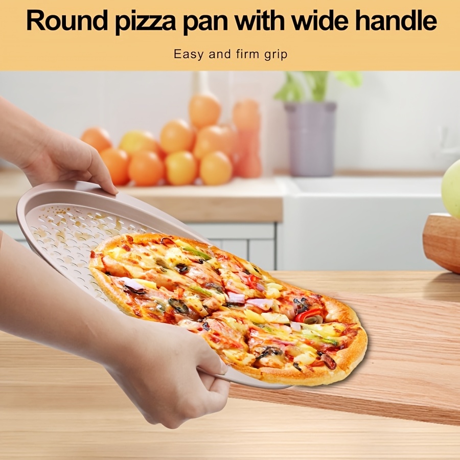 non stick carbon steel pizza pans round baking trays handles
