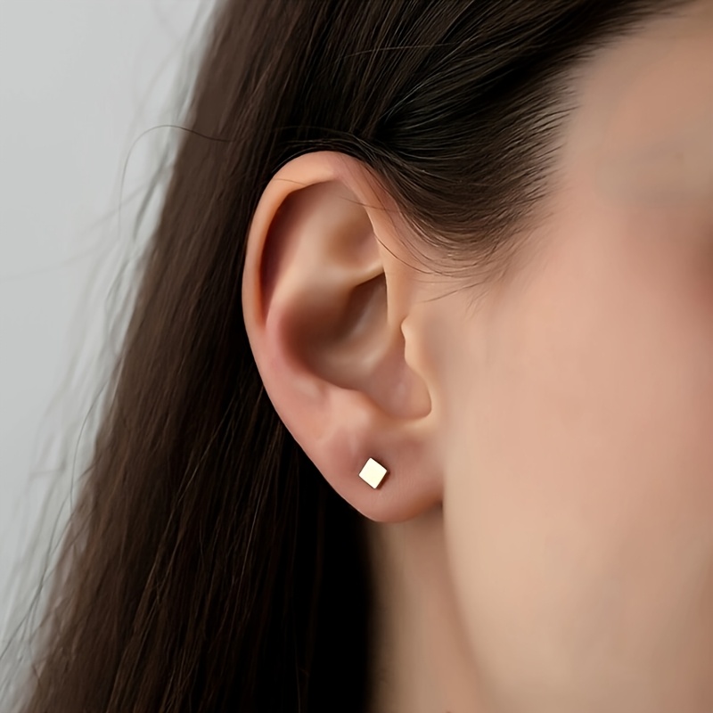 Women's Minimalist Stainless Steel Square Stud Earrings