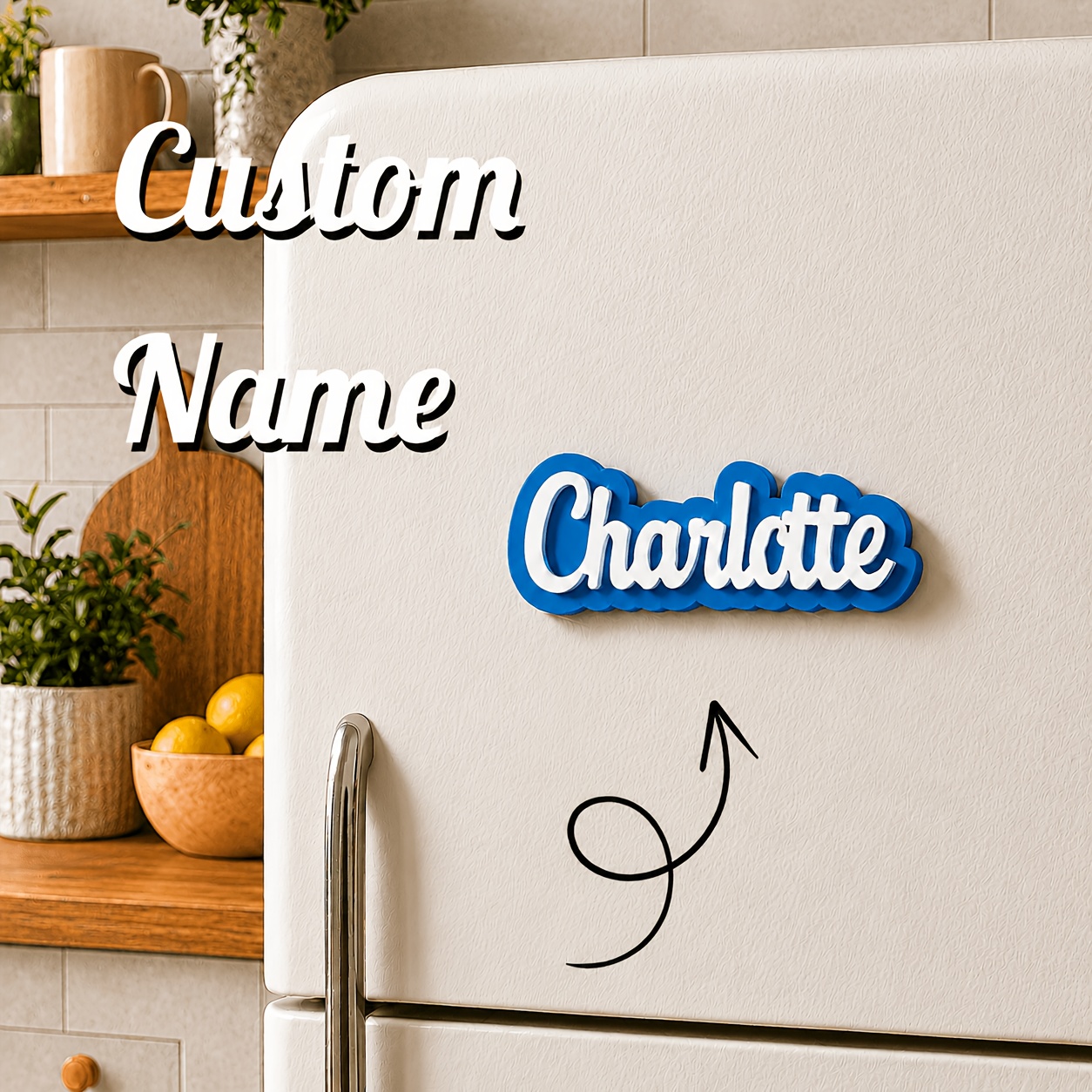 TEMU [Personalizzato] Magneti da frigorifero personalizzati con alfabeto a texture stampato in 3D, 4/3/2/1 pz, Magneti da cucina personalizzabili con
