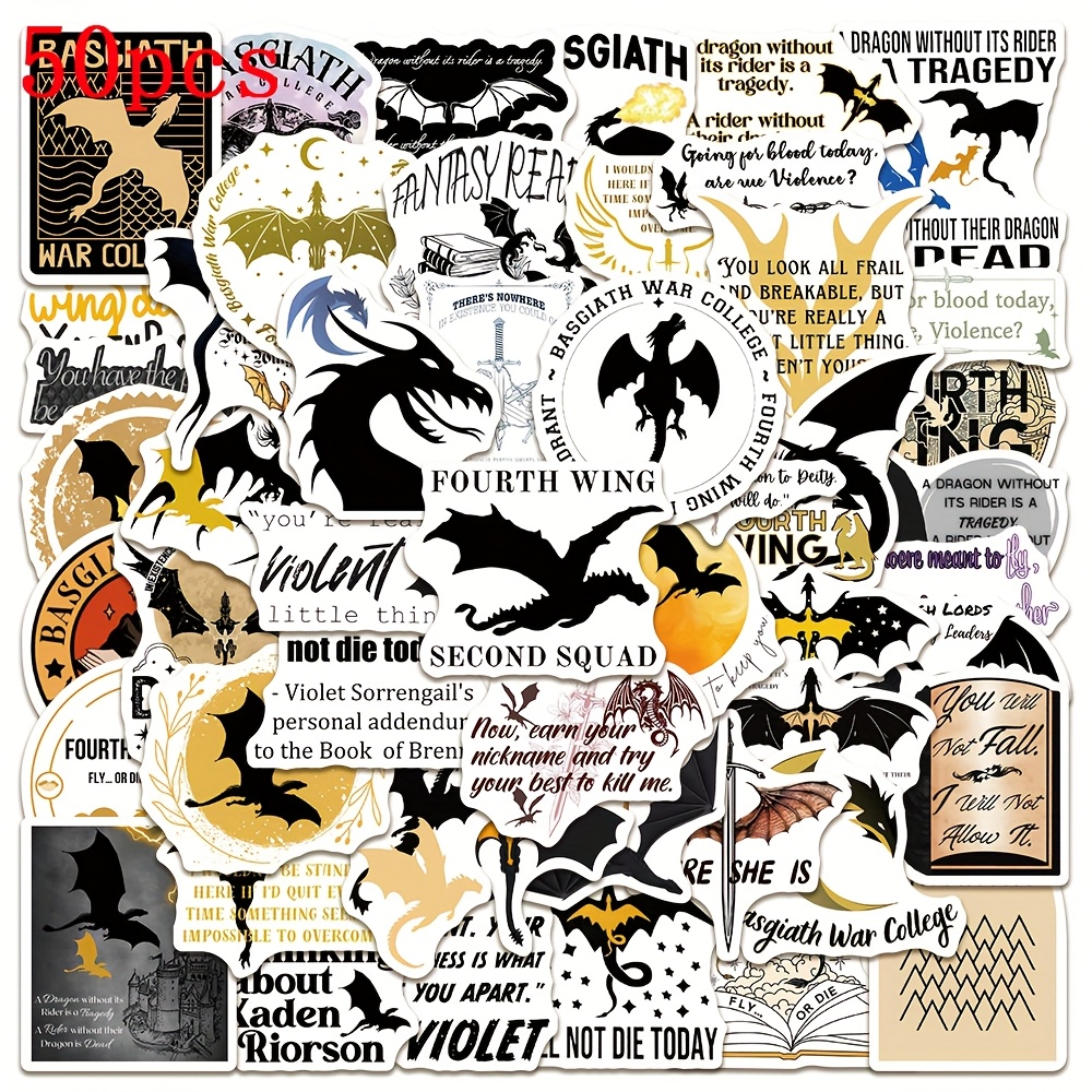 50pcs Fourth Wing American Cartoon Stickers Supplies - Aesthetic Stickers Water Bottle, Luggage Decals - Holiday Decorations