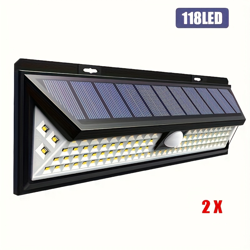 TEMU 1/2x 118led Solar Motion Sensor Light Security Ip65 Waterproof Outdoor Lamp Floodlight Garden Light