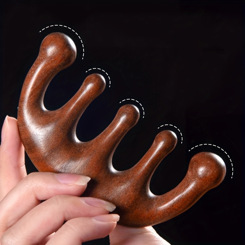 1 peine de masaje de estilo chino antiguo, adecuado para el cuero cabelludo y el cuello, con un diseño de cinco dedos, cinco dientes y bolas redondas para el Black Friday