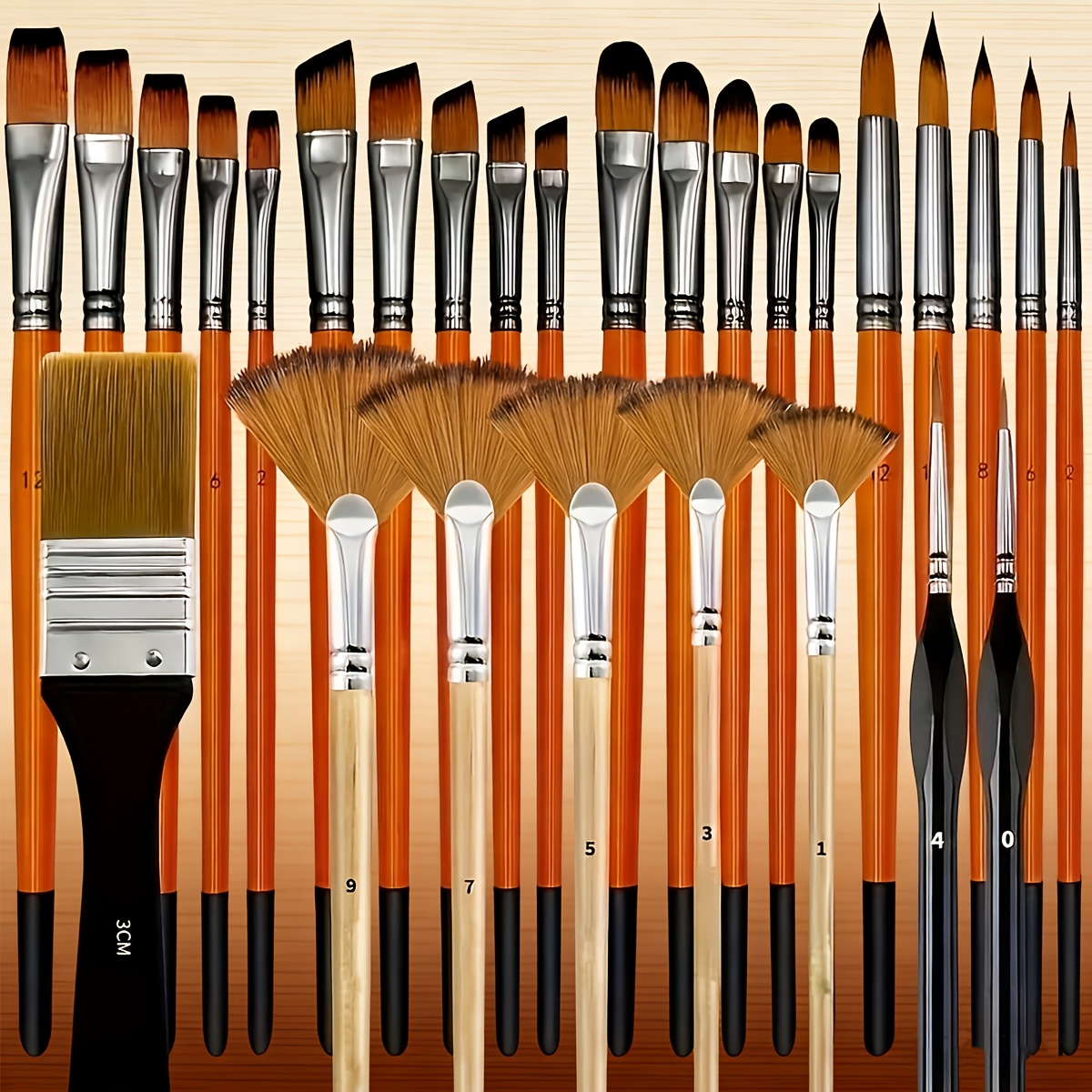 28pcs   artist paintbrush set with wood handles for acrylic oil watercolor painting versatile shapes for detailed artwork strong nylon bristles   ideal for beginners professionals