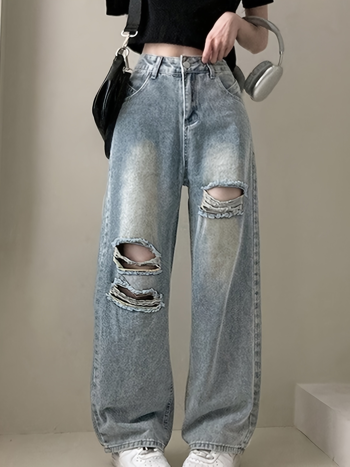 Baggy Jeans Womens Jeans Online Skinny Jeans Ripped, Split Hem