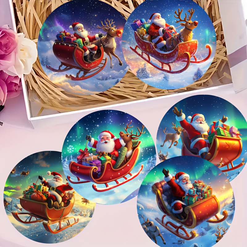 TEMU 6pcs Festive Reindeer Sleigh Wooden Coasters - Insulated, Absorbent, Durable Drink Mats For Home, Office & Parties - Ideal Christmas Gift,
