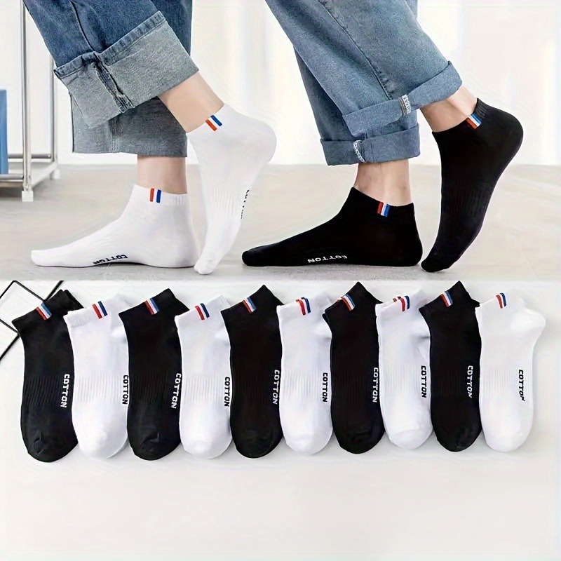 

10 Pairs Women's Ankle Socks, Thin, Breathable, Comfortable Athletic Short Socks With Striped Detail