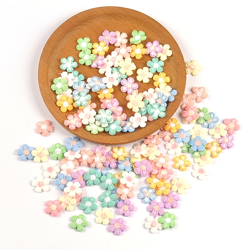 TEMU 20 stuks 1.6Cm Veelkleurige Vijfbladige Bloem Decoratieve Stoffen Patches voor Handgemaakte Naai Kleding, Hoeden, Sjaals, en Andere Accessoire