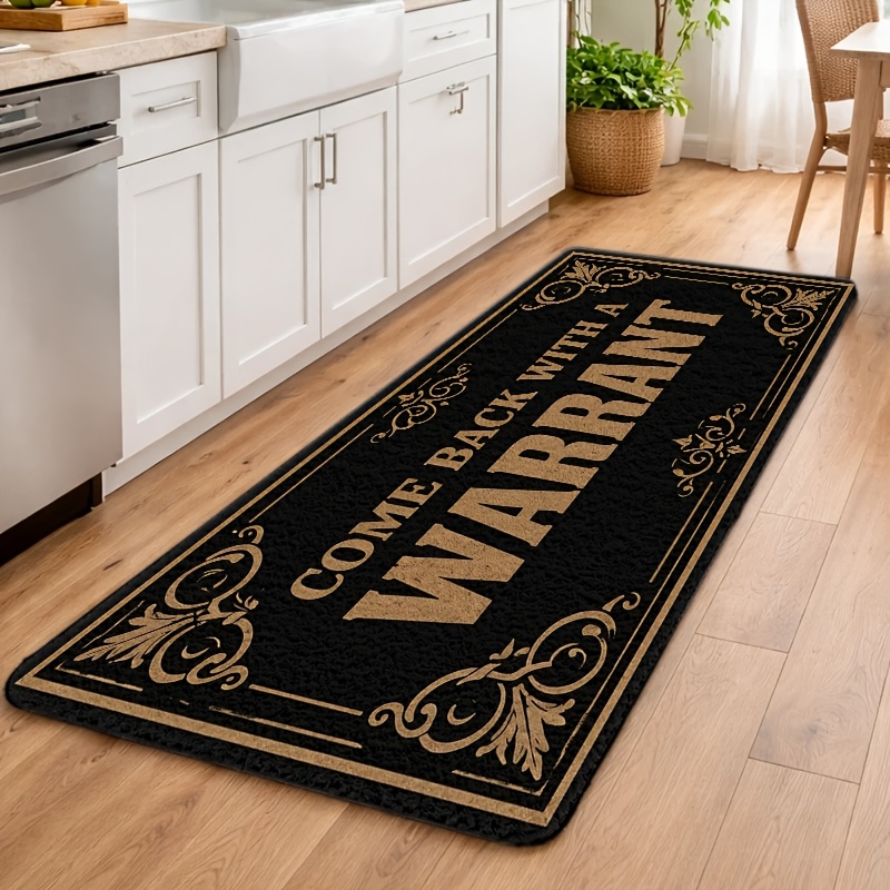 TEMU 1pc 2d Flat Printing Flannel Material Door Mat, Outdoor Courtyard Door Mat, "come Ba With A " Floor Mat, Flannel, Durable,, Machine Washable,