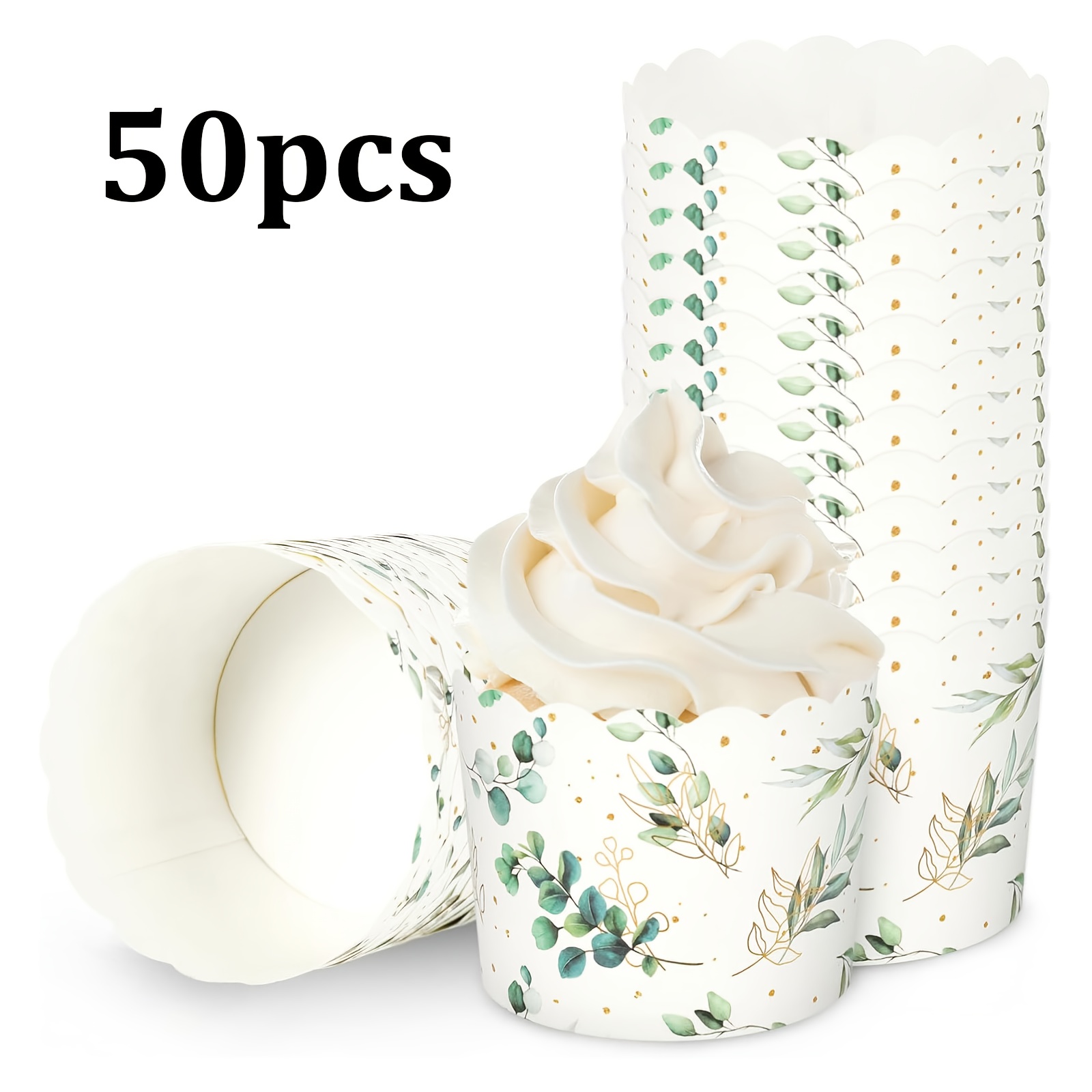 E-shop 50/100 Stück Kuchenformen 5*6 cm, Eukalyptusblatt, maschinell hergestellte Kuchenformen, geeignet zum Backen von Kuchen zu Geburtstagen,