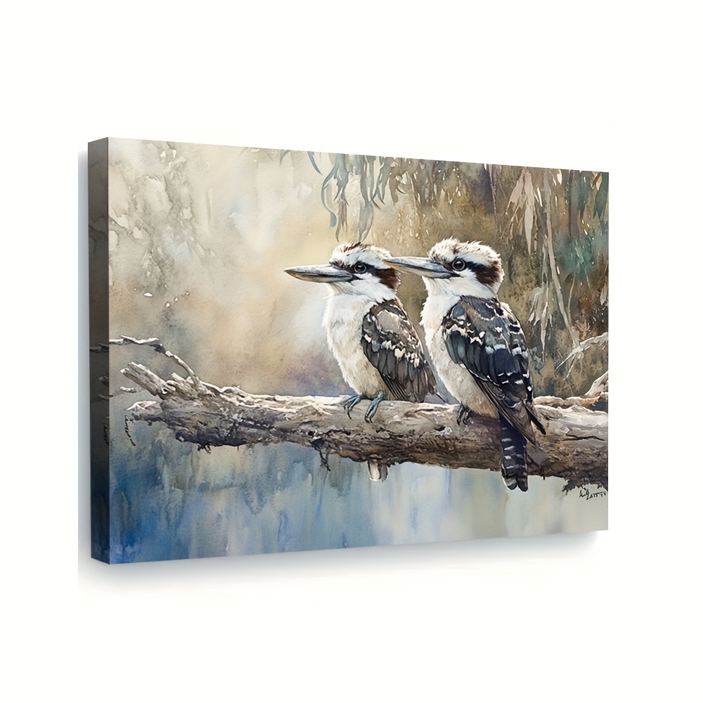 TEMU 2d Flat, [2d Flat] 1pc Less Canvas Art - Realistic Painting, 29.97x39.88cm, , Waterbird Scene, Ideal For Home Office Wall Decor, Bird-themed