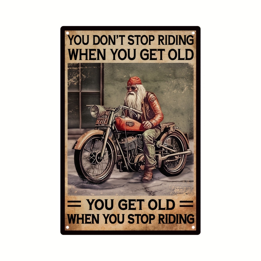 TEMU Vintage Riding Metal Tin Sign - Classic Retro Wall Art For Home, Bar, Pub, For Man Cave Decor - , 7.8 X 11.8 Inches