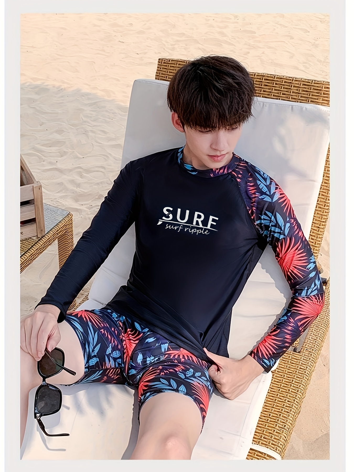 Rash Guard Mens Two Piece Swimwear *'*-Piece Swimsuit For