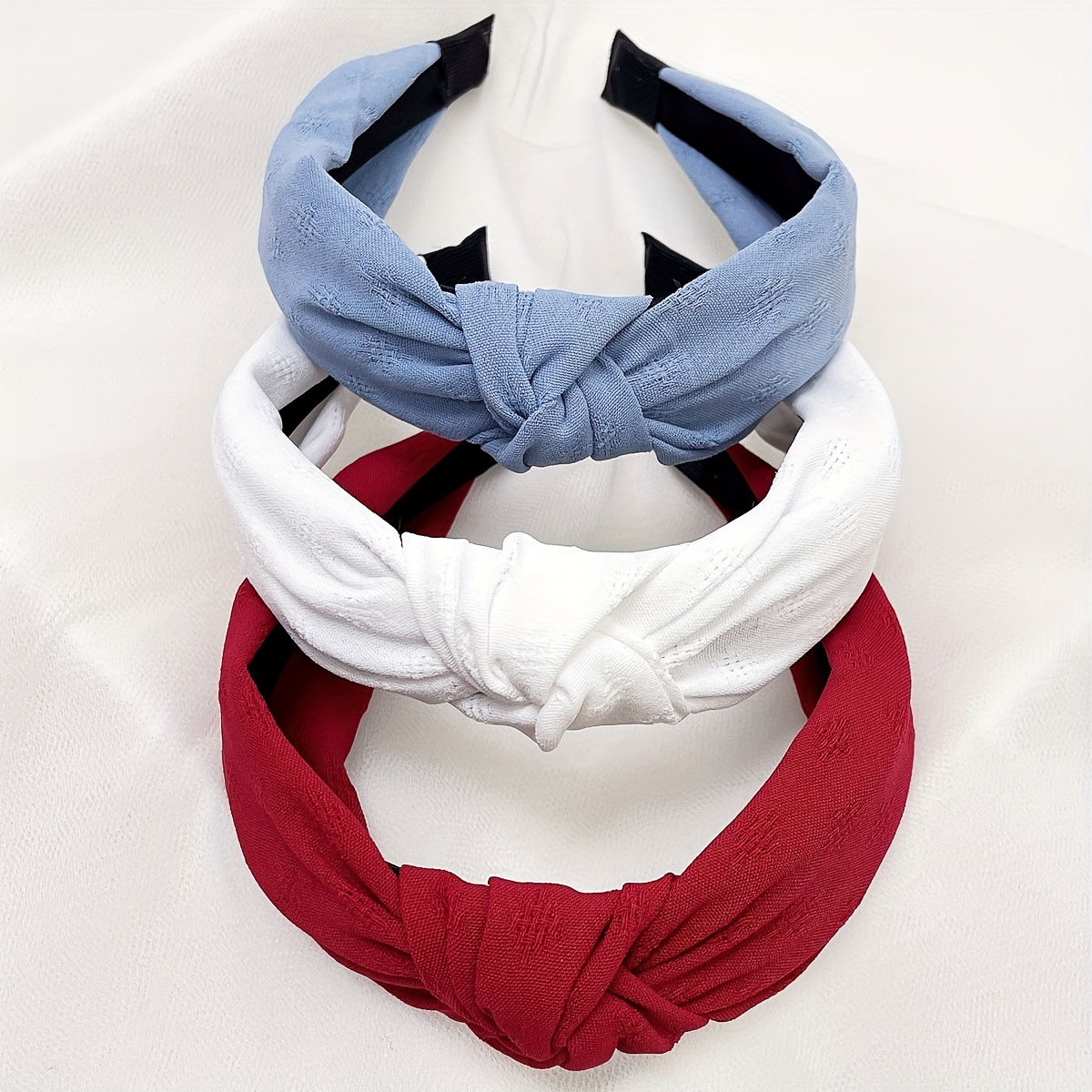 

3pcs Elegant Wide Brimmed Head Bands Solid Color Knotted Hair Hoops Fabric Hair Accessories For Women And Daily Use