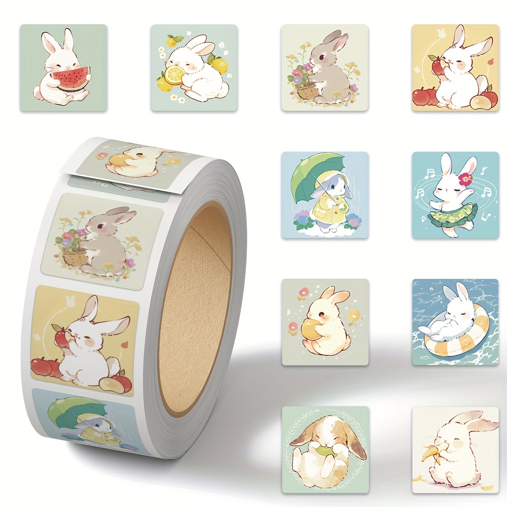 TEMU 1 Roll/500 Sheets 's Summer Curly Stickers Laptop Journal Envelope Cup Sealing Stickers Decorative Stickers
