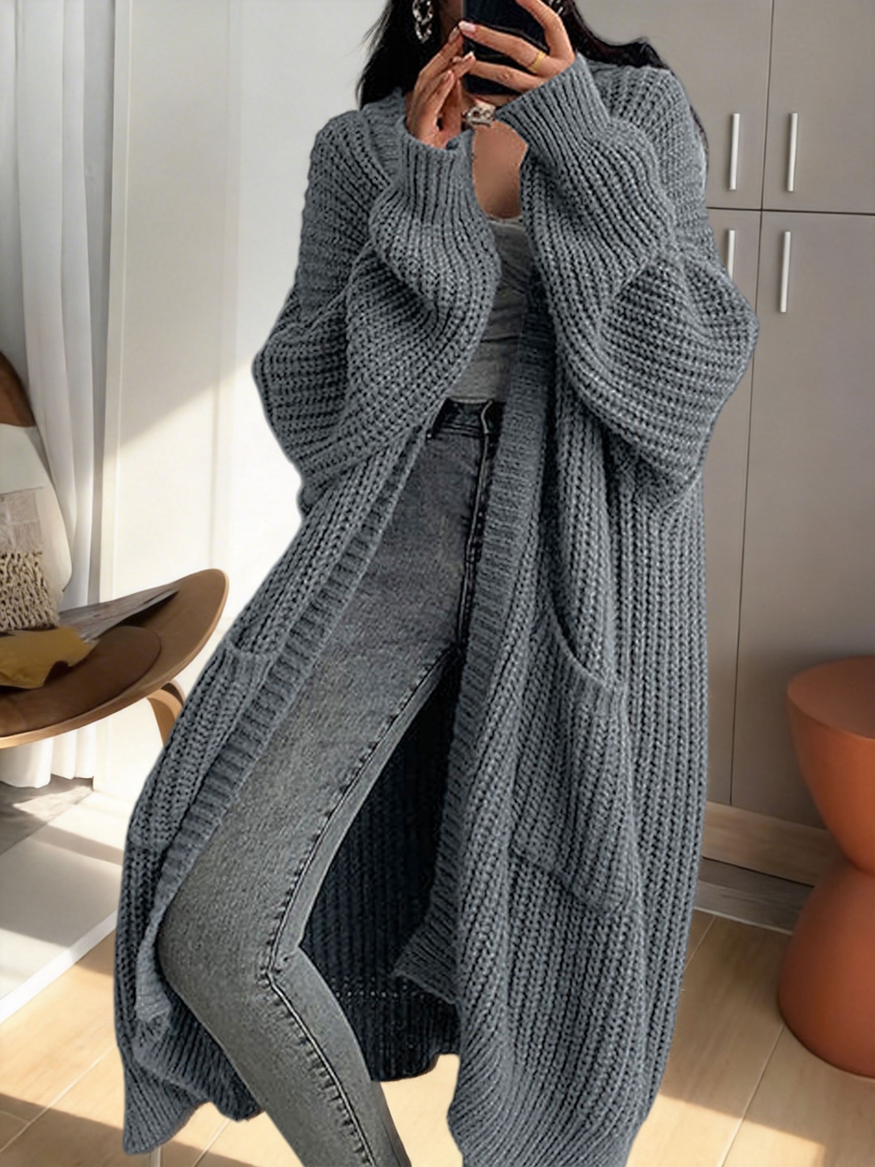 Y2K Long Cardigan Sweater with Long Sleeves