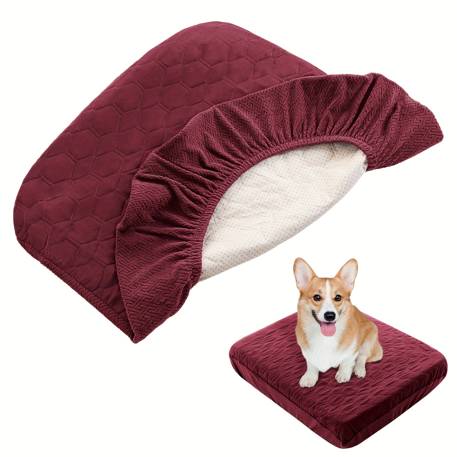 

Water-resistant Dog Bed Mat Cover With Easy-clean Pet Hair Removal, Cotton-filled Round Polyester Pad For Extra Small To Large Dogs, Quilted Pet Bed Slipcover With Non-electric Comfort - Patterned