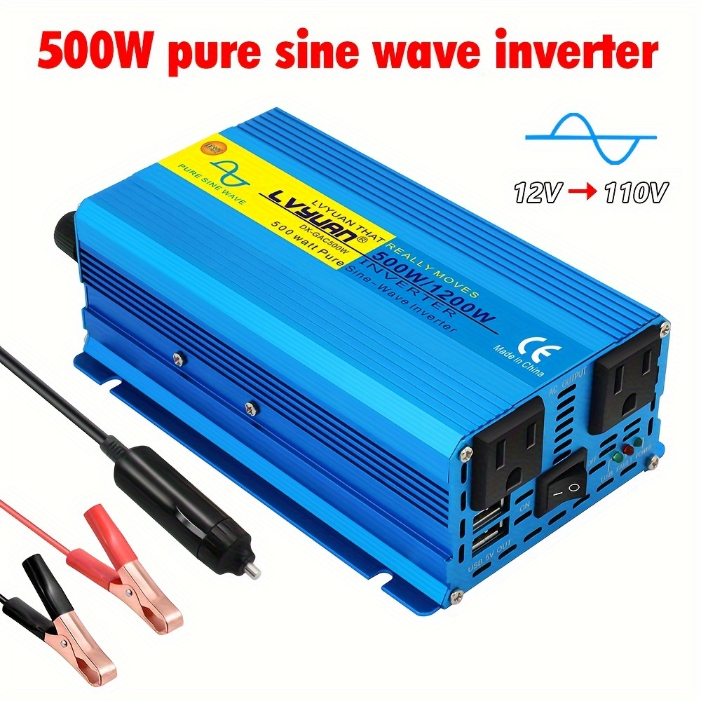 

500w/1200w () 12v To 110v Ac Power 3.1a Usb Car Adapter And Lighter