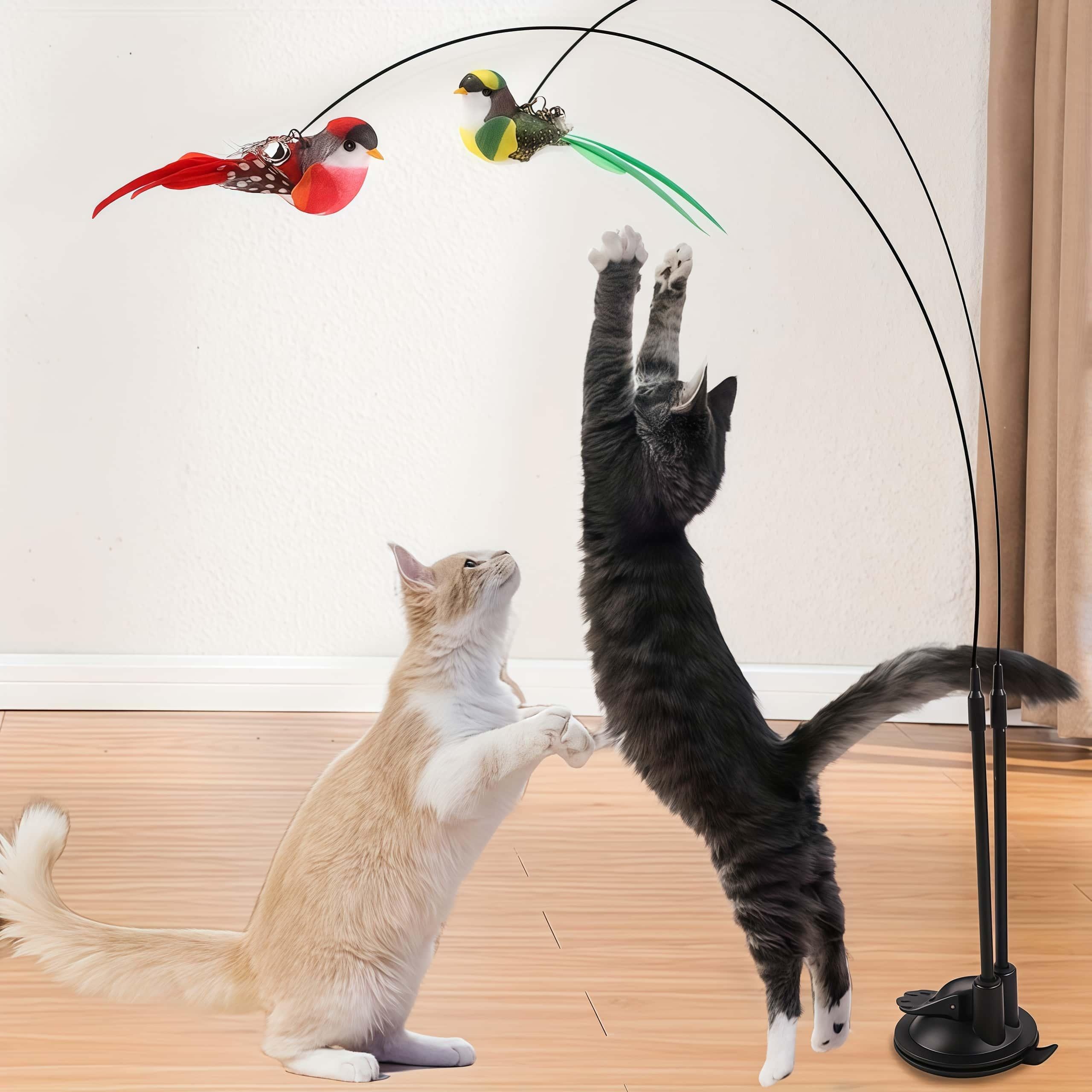 Katzenspielzeug Set 7-teilig – Angel Mit Federn, Glöckchen & Anhängern Für Interaktives Spiel