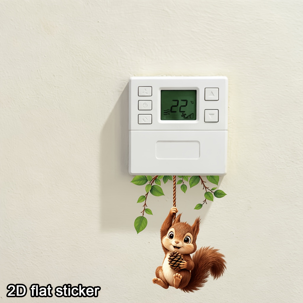 Cute Hanging Squirrel Light Switch Sticker, Removable Vinyl Decal