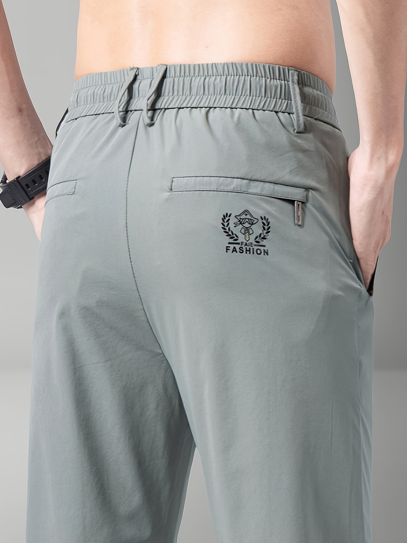 mens summer sports pants gray drawstring waist zippered pockets casual outdoor athletic wear for tennis golf casual athletic wear casual sportswear polyamide fabric details 9