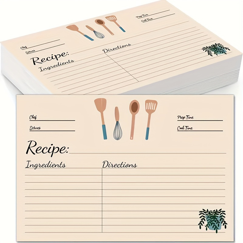 

50pcs Cards - Cookbook, Binder & Organizer | Prep Labeling & Menu Planning | Paper Material, Recipe Cards, Kitchen, Menu, Bookmark