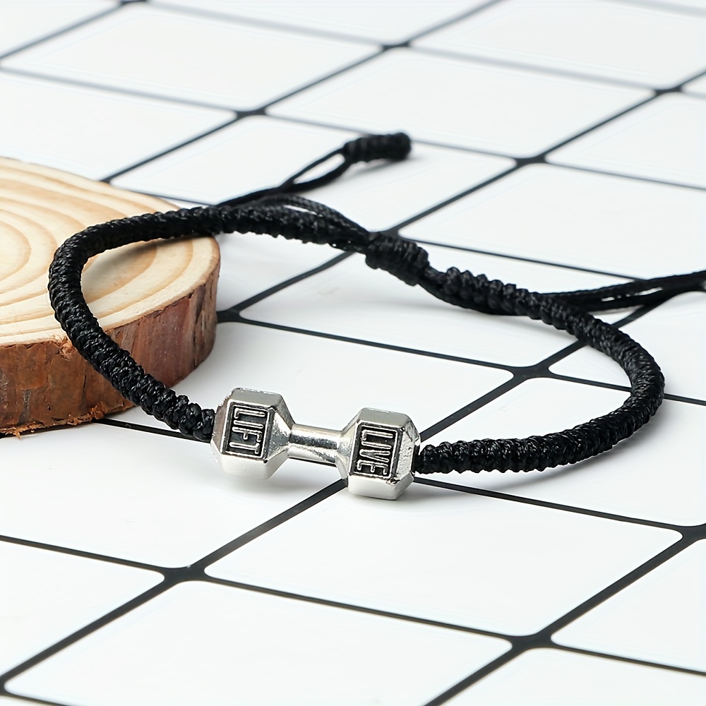 Fashion Alloy Dumbbell Women's Bracelet Charms Golden And Silvery Color Barbell Nylon Thread Braided Couple Bracelet
