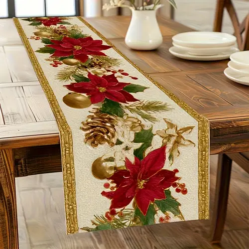 Simple Clean Table Format christmas table runners sold on Temu Australia