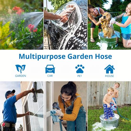 100ft garden hose with 10 function high pressure spray nozzle lightweight non expandable water hose for yard lawn car wash outdoor use 25 50 75 100ft
