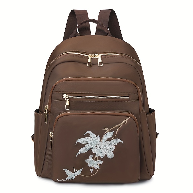 eleganter damen-rucksack mit besticktem blumenmuster geräumig