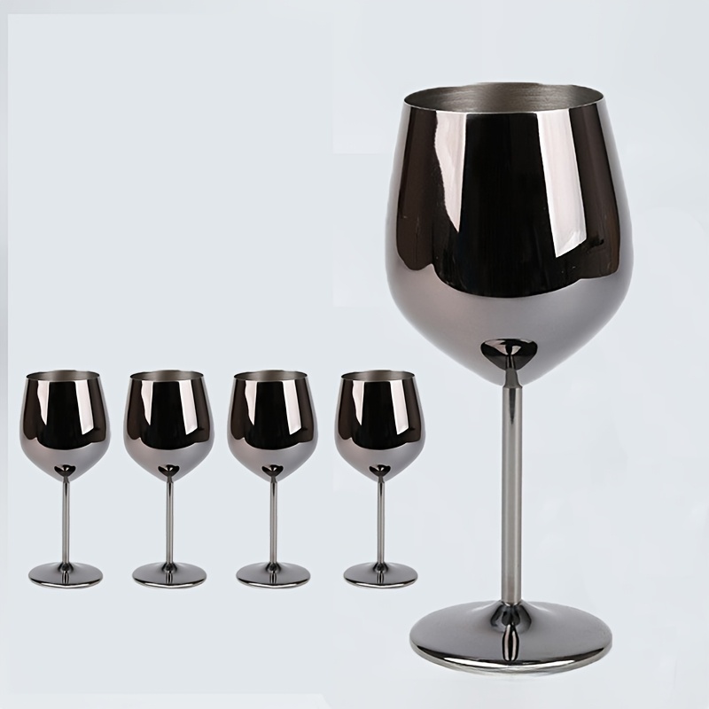 Gusto Nostro calici da vino in acciaio inox - 540 ml - Calici da vino Argento Infrangibili, da viaggio, per camping e piscina - Bicchieri da vino in metallo eleganti per eventi all'aperto (Set da 2