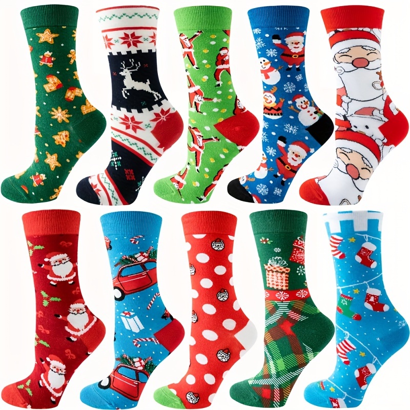 TEMU 6 Pairs Christmas Halloween Themed Socks Stockings Warm Socks Comfy Cute Stretch Stockings