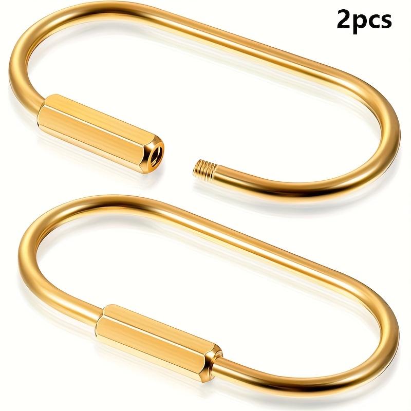 2pcs Brass Key Ring Golden Screw Lock Clip Key Ring Chain Durable Simple Brass Keychain Holder