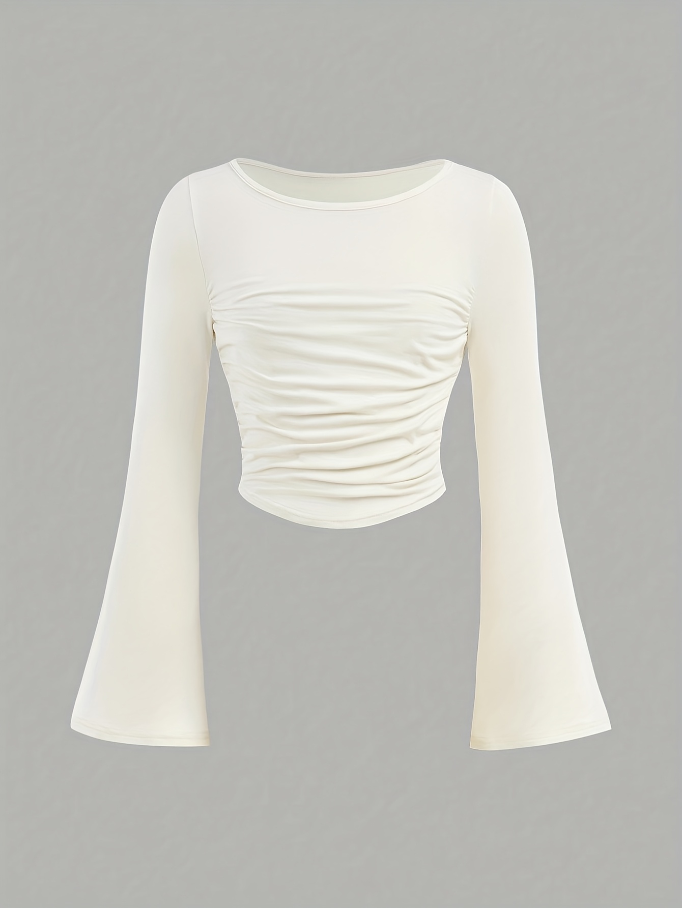 3pcs girls long sleeve   with puff sleeves   fit side pleated hem stretchy round neck blouses for fall casual formal outfits parties travel Product details 1