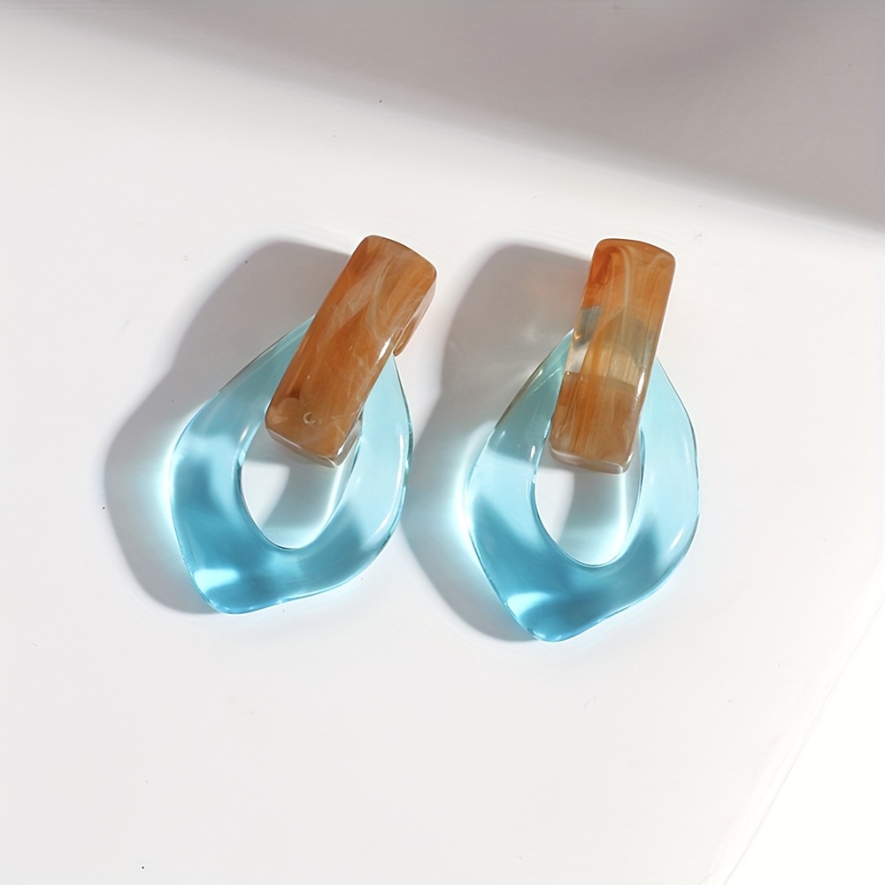 2pcs Vintage Acrylic Drop Earrings Set, Elegant Rhombus Design