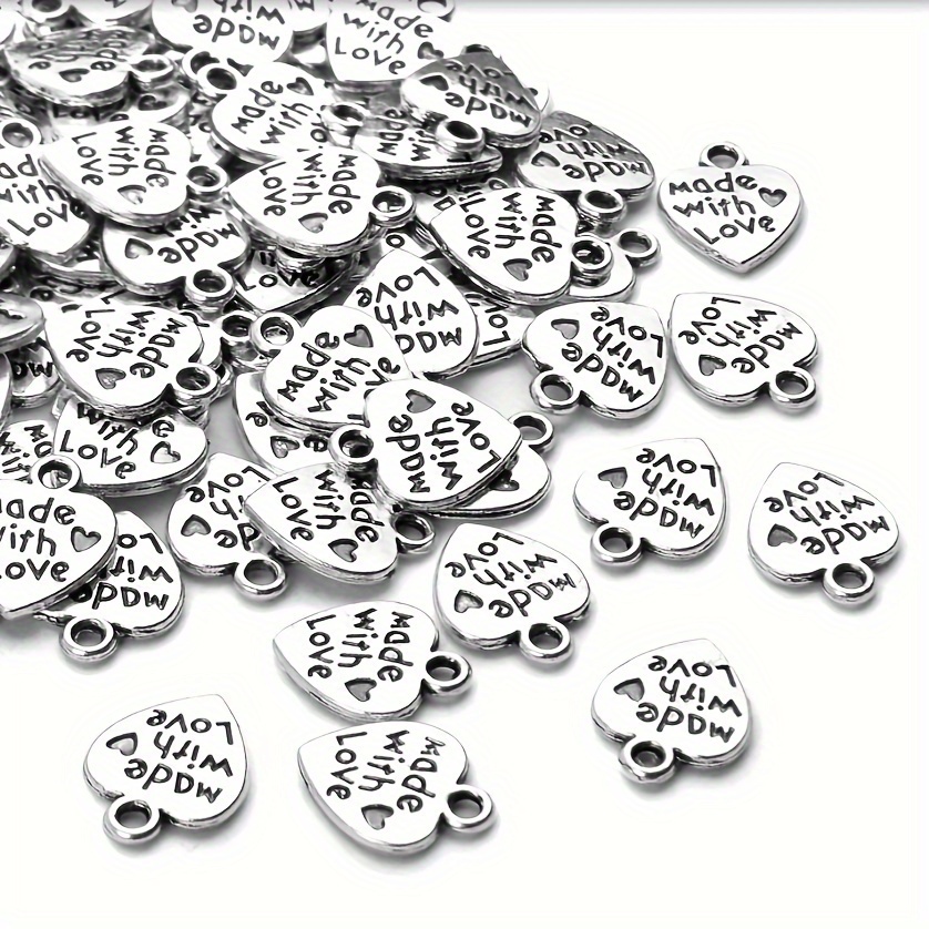 

100pcs Silvery Heart Charms For - Fashionable Alloy Pendants For Bracelets & Necklaces, Perfect Women' Accessories