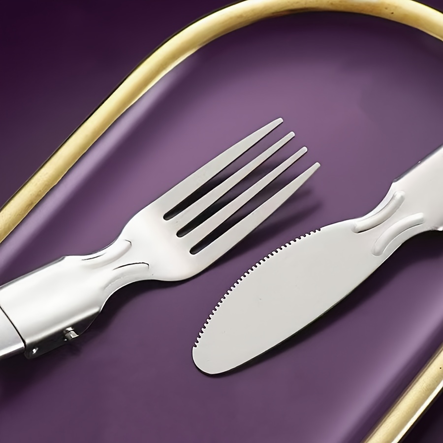 12pcs portable stainless steel folding cutlery set with storage case,   spoon and knife for camping & hiking – reusible silverware lunch box kit, camping dinnerware set, camping utensils, outdoor dining, minimalist tableware, foldable utensils, polished  , durable utensils, portable utensils,  , travelers Product details 8
