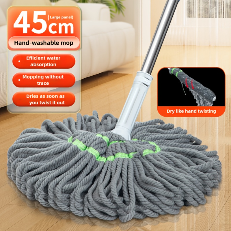 

Self-twisting Mop, Rotating Mop, Lazy Mop, No-electricity Water Mop For Living Room, Bedroom, Kitchen, Patio, Floor Cleaning - Plastic & Stainless Steel Construction