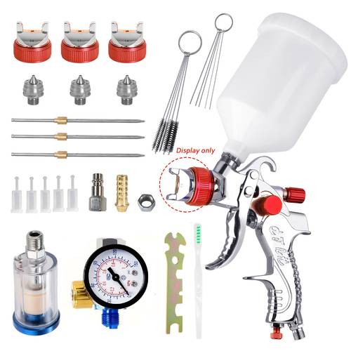 hvlp 20 29oz 1 4 1 7 2 0mm gravity pneumatic air paint spray gun used in car repair paint kit with pressure regulator and filter aluminum alloy uncharged car paint spray gun hvlp technology adjustable spray mode paint spray gun