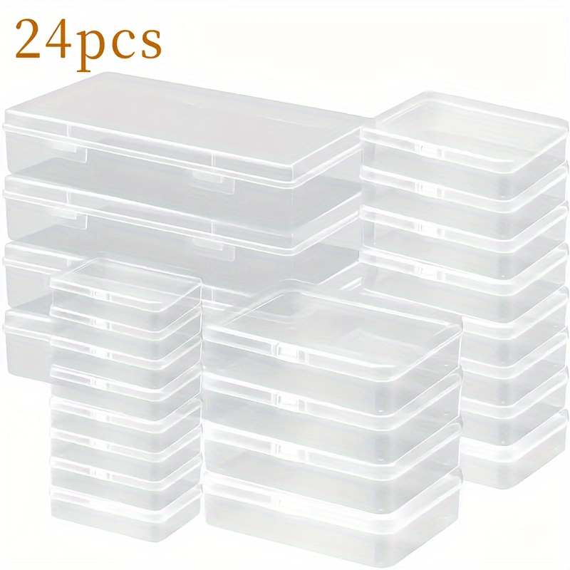 

24pcs Clear Plastic Storage Box Set - 4 Sizes, Rectangular Organizer Containers For Jewelry, Beads & Office Supplies, Accessories, Sorting